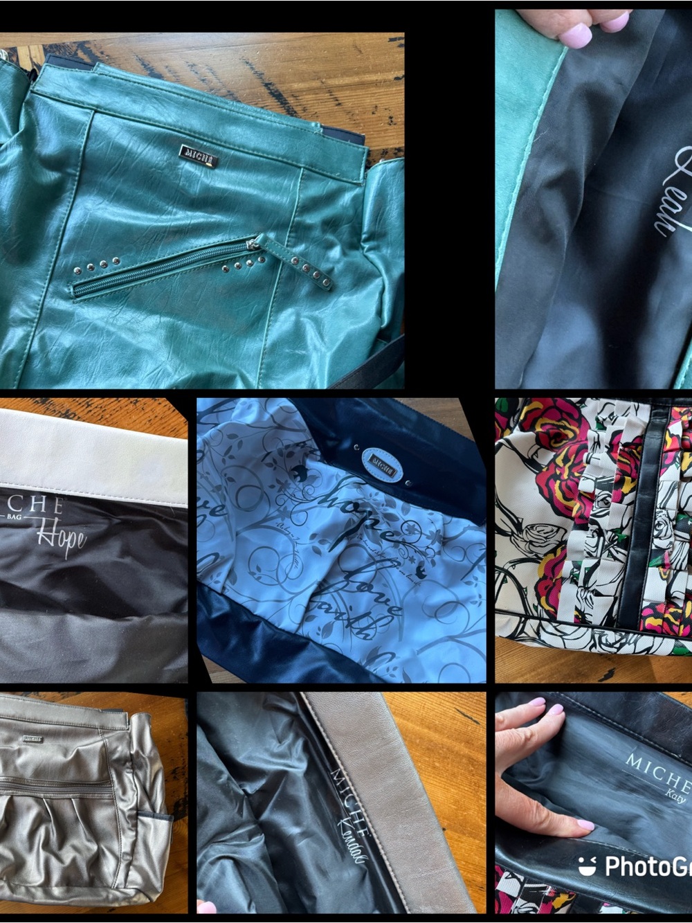 Miche Teal Faux Leather Tote with Studded Zip Front